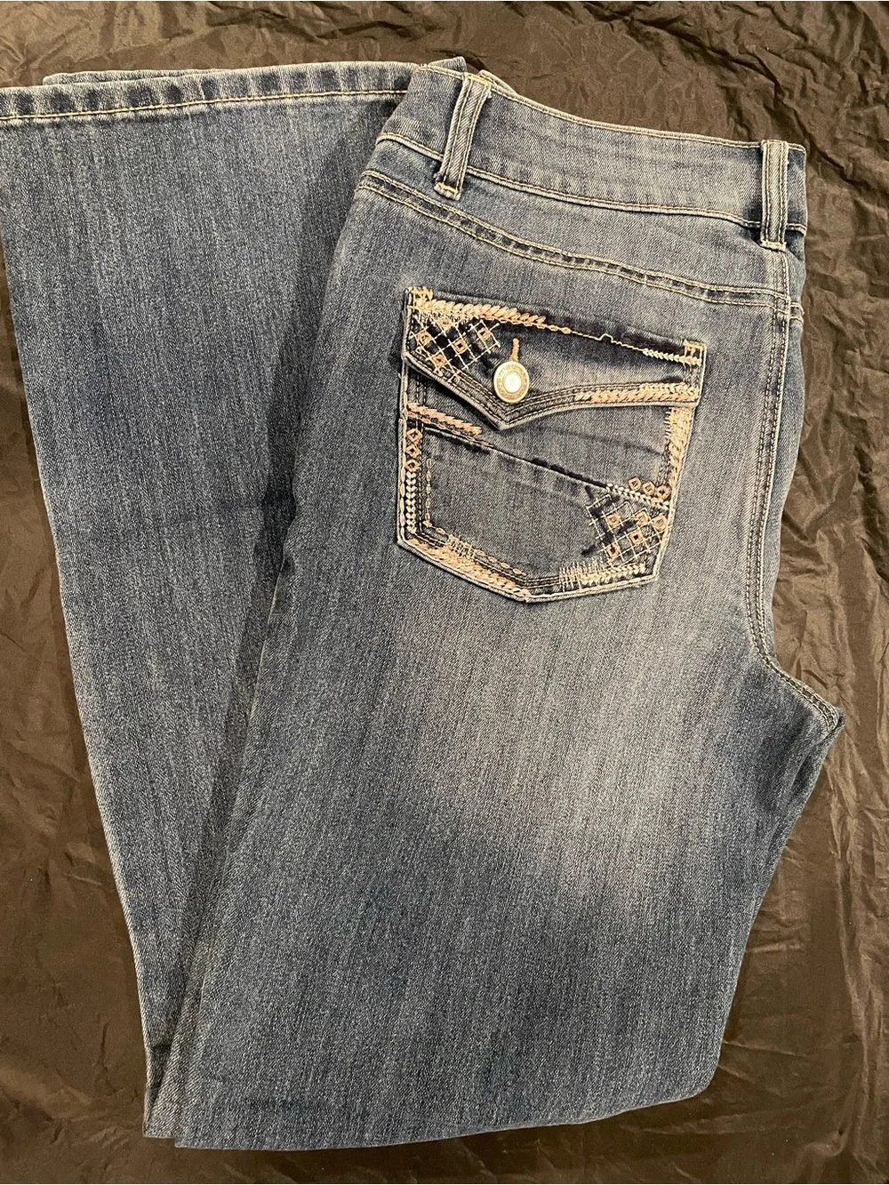 Maurices Blue Boot Cut Jeans with Embroidered Pocket